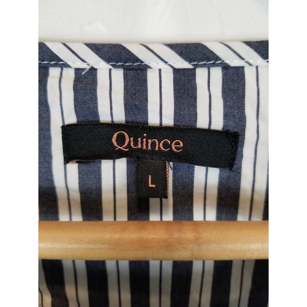 Quince Womens 100% Organic Cotton Poplin Tiered Maxi Dress Hudson Stripe Large - Picture 4 of 8